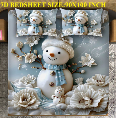 Linemates Polycotton King Flat 400 TC Printed Bedsheet(Pack of 1, Heavy 7D Digital Print Double King Size Bedsheet 90x100 inch and 2 Pillow cover)