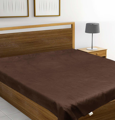 AG Creations 200 TC Polyester Double Solid Flat Bedsheet(Pack of 1, Brown)