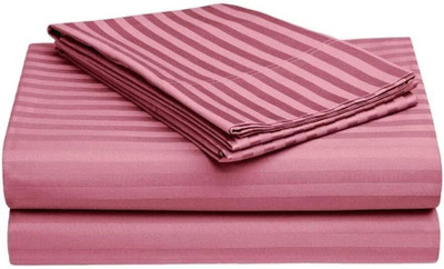 Aaaaaaaaaaaandy Polycotton King Flat 300 TC Striped Bedsheet(Pack of 1, Rose-Gold)