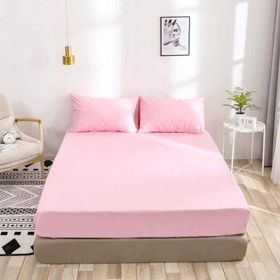 BEVI Microfiber Double Flat 300 TC Solid Bedsheet(Pack of 1, rose pink)