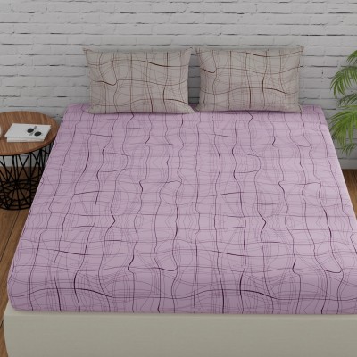 Huesland 144 TC Cotton King Abstract Flat Bedsheet(Pack of 1, Orchid Bouquet & Harbor Grey)