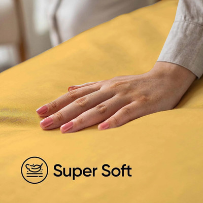 kumargems 400 TC Cotton King Solid Flat Bedsheet(Pack of 1, Yellow)
