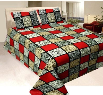 InnovatingHomes 120 TC Polycotton Double 3D Printed Flat Bedsheet(Pack of 1, Multicolor)