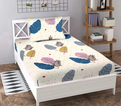 Rumps 220 TC Cotton Single Printed Flat Bedsheet(Pack of 1, Dark Blue)