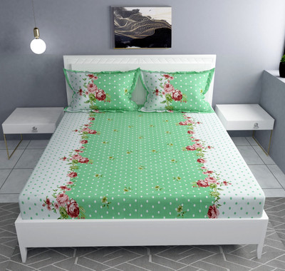 Comfolust 240 TC Microfiber Double Printed Fitted (Elastic) Bedsheet(Pack of 1, Grey)