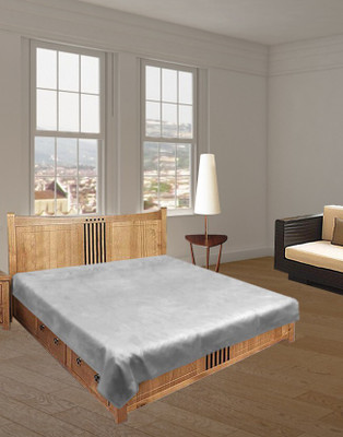 CASA FURNISHING 0 TC Polyester Double Solid Flat Bedsheet(Pack of 1, Silver)