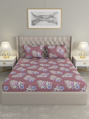Raymond Home Microfiber Double Flat 100 TC Floral Bedsheet(Pack of 1, Muted Pink)