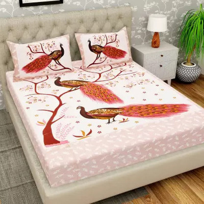 Homeline 104 TC Cotton Double Jaipuri Prints Flat Bedsheet(Pack of 1, MULTI-COLOUR-2)