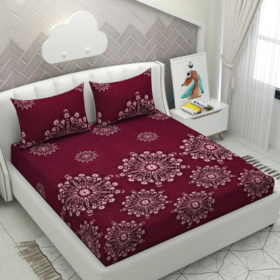 YKNIP 180 TC Microfiber Double Floral Flat Bedsheet(Pack of 1, Soft Cotton King Double Fitted Bedsheet 78x72 In with 2 Pillow Covers 18x28 In)