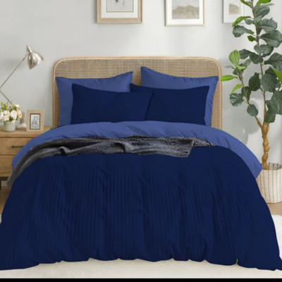Lovepure India Cotton Double Flat 220 TC Self Design Bedsheet(Pack of 1, Blue)