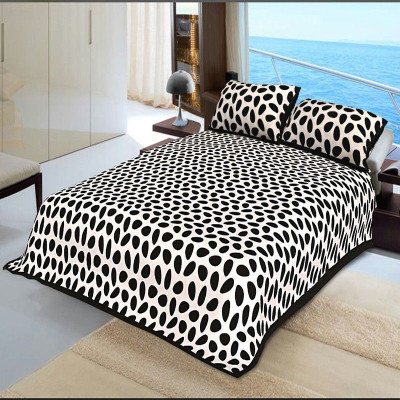 KANDY SHOP Cotton Double Flat 250 TC Jaipuri Prints Bedsheet(Pack of 1, Black, White)