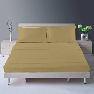 Bhumi Impex 400 TC Cotton King Solid Flat Bedsheet(Pack of 1, Taupe)