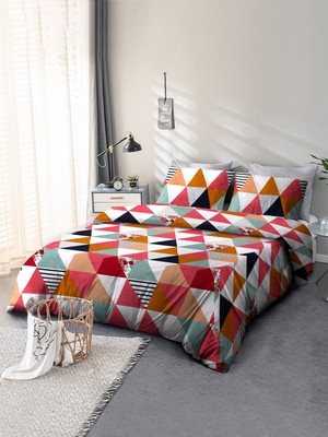 Cortina 130 TC Microfiber Double Printed Flat Bedsheet(Pack of 1, Red)