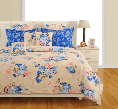 SWAYAM 180 TC Cotton King Floral Flat Bedsheet(Pack of 1, Off White, Cream)