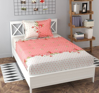 BLUEDOT 230 TC Microfiber Single Floral Fitted (Elastic) Bedsheet(Pack of 1, Multicolor)