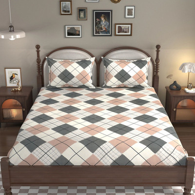 Arish handloom Polycotton Queen Flat 100 TC 3D Printed Bedsheet(Pack of 1, GRAY COLOUR)