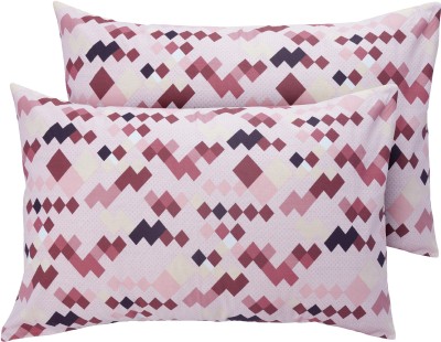 Huesland Geometric Pillows Cover(Pack of 2, 43 cm*68 cm, White, Brown, Red)