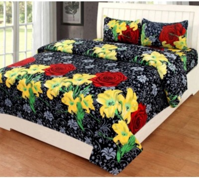 Hiyanshi Creations 200 TC Polycotton Double Floral Flat Bedsheet(Pack of 1, Multicolor)