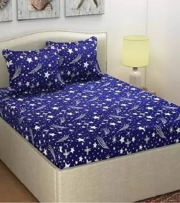 Bubby-L-Areana 1 TC Polycotton Double 3D Printed Flat Bedsheet(Pack of 1, Blue)