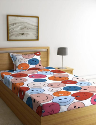 THE NERA CREATION 230 TC Cotton Single Printed Flat Bedsheet(Pack of 1, Red)