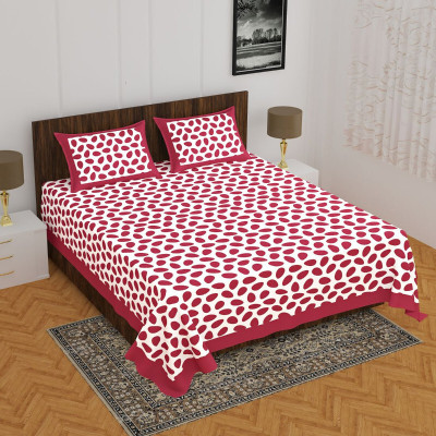 Mohini Dyeing 144 TC Cotton Double Jaipuri Prints Flat Bedsheet(Pack of 1, Maroon)