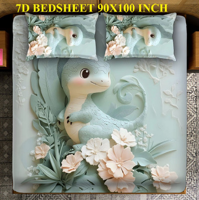 Laying Style Polycotton King Flat 400 TC 3D Printed Bedsheet(Pack of 1, Heavy 7D Digital Print Double king Size Bedsheet 90x100 inch with 2 Pillow cover)
