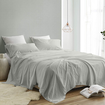 INDRA'S Cotton King Flat 300 TC Solid Bedsheet(Pack of 1, Light Grey)