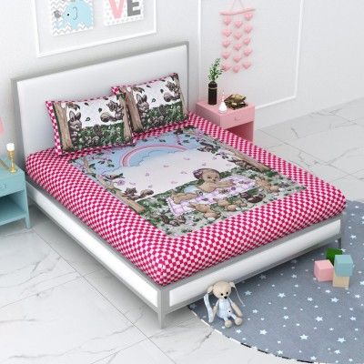 Qfab 144 TC Cotton King Cartoon Flat Bedsheet(Pack of 1, Pink)