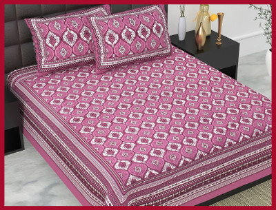 JAIPUR PRINTS 144 TC Cotton Double Jaipuri Prints Flat Bedsheet(Pack of 1, Purple)