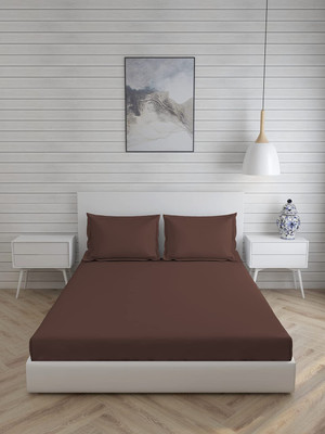 Shri Anand Creations 210 TC Cotton Double Solid Flat Bedsheet(Pack of 1, DARK BROWN)