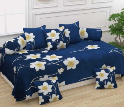 GEET TRADER Polycotton Floral Diwan Set(Dark Blue)