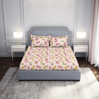 Welspun 105 TC Microfiber Double Solid Flat Bedsheet(Pack of 1, Beige)