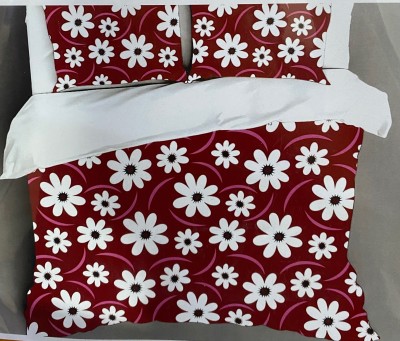 SK Collection 180 TC Cotton King Floral Flat Bedsheet(Pack of 1, Red)