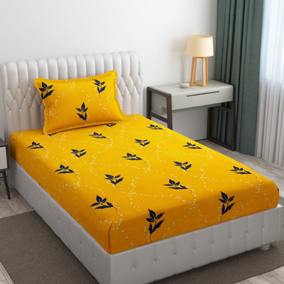Decent Home 140 TC Polycotton Single Abstract Flat Bedsheet(Pack of 1, Gold 1 Single Bedsheet with 1 Pillow cover)