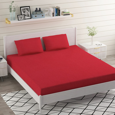 BROMWICK 144 TC Microfiber Double Solid Flat Bedsheet(Pack of 1, Magenta)