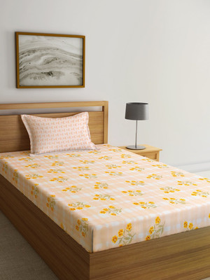 Klotthe 300 TC Polycotton Single Printed Fitted (Elastic) Bedsheet(Pack of 1, Multicolor)