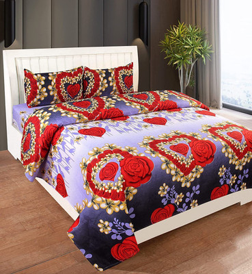 n g products Polycotton Double Flat 160 TC Printed Bedsheet(Pack of 1, Valentine)