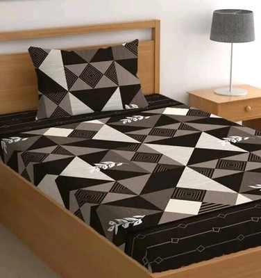 Decent Home Cotton Single Fitted (Elastic) 240 TC Floral Bedsheet(Pack of 1, Brown)