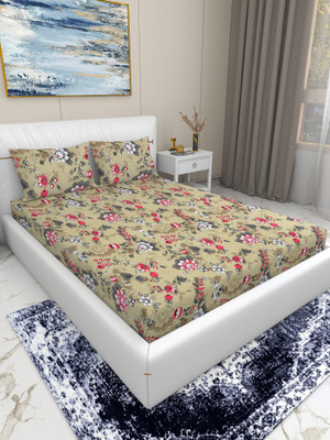 Flipkart SmartBuy 120 TC Microfiber Double Printed Flat Bedsheet(Pack of 1, Beige)