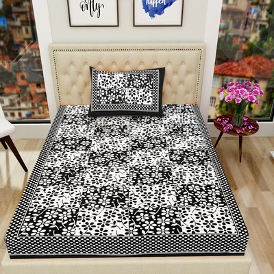 Home@shop Cotton Single Flat 140 TC Printed Bedsheet(Pack of 1, Multicolor)