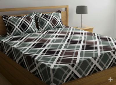 TEXIVA Cotton King Flat 280 TC Self Design Bedsheet(Pack of 1, Grey)