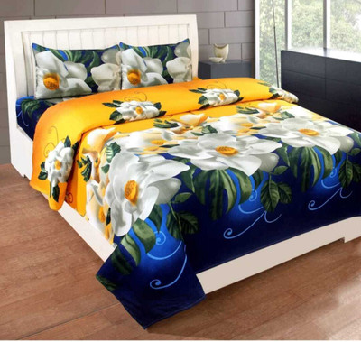 GEDLOVE Cotton Double Flat 200 TC 3D Printed Bedsheet(Pack of 1, Multicolor)