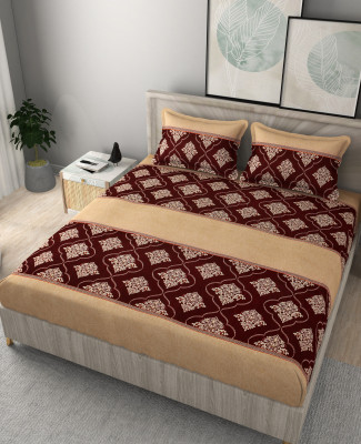 STAR TEX 180 TC Microfiber Queen Abstract Flat Bedsheet(Pack of 1, Maroon)