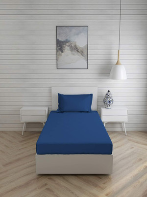 TURIYA 180 TC Microfiber Single Solid Flat Bedsheet(Pack of 1, Blue)