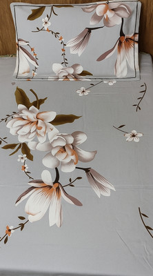 Kanha Cotton Single Flat 210 TC Floral Bedsheet(Pack of 1, Multicolor)