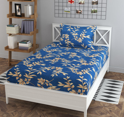 DECORHUT FAB 230 TC Microfiber Single Self Design Flat Bedsheet(Pack of 1, Multicolor)