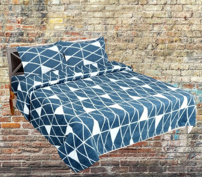 Hazal 210 TC Microfiber Double Geometric Flat Bedsheet(Pack of 1, Multicolor)