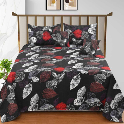 EVERLUSH 300 TC Cotton King Printed Flat Bedsheet(Pack of 1, Black)