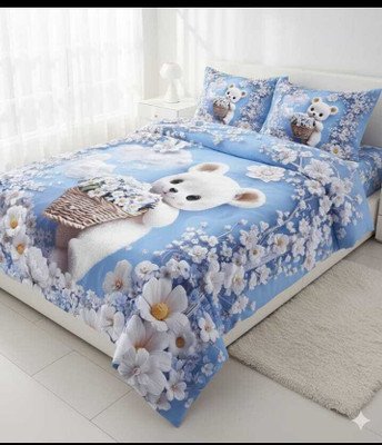Dream tela Microfiber King Flat 400 TC Cartoon Bedsheet(Pack of 1, Blue)