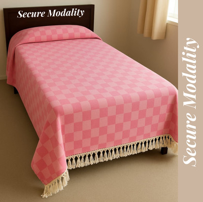 Secure Modality 200 TC Silk, Cotton Double 3D Printed Flat Bedsheet(Pack of 1, Pink)